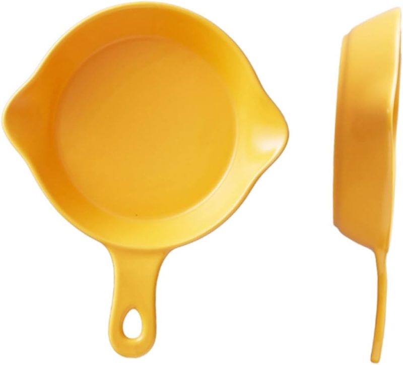 2pcs Ceramic Baking Plate Salad Bowl Multi-purpose Food Tray for Breakfast Decorative Handheld Plate