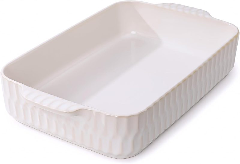 4.7QT Casserole Dishes for Oven, 9x13” Large Lasagna Pan, Ceramic Baking Dish, Rectangular Lasagna Pan Deep with Handles for Baking, Casserole, Kitchen, Gift for Mother Father Women Men