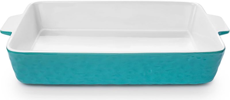Ceramic Baking Dish, Casserole Dish for Oven, Lasagna Pan Deep, 9x13 Baking Pan with Handles, Porcelain Bakeware for Lasagna, Baking, Cooking, Kitchen, Daily Use, Wedding Gift (Aquamarine)