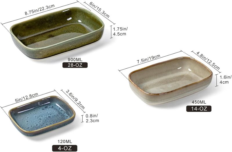 Small Casserole Bakeware Sets, Baking Dish for Oven - Mini Lasagna Cake Pan 6 x 8 Inch for Kitchen Cooking & Serving Microwave, Oven Safe - 3-Piece, Assorted Colors - Image 2