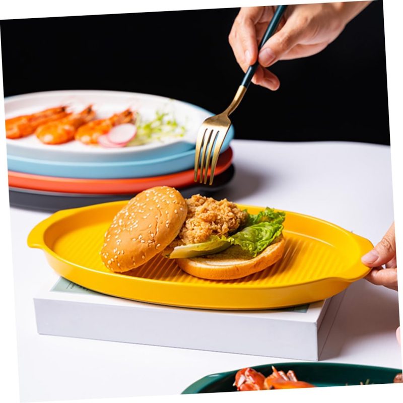 Ceramic Baking Pan Double Ear Oval Tray Versatile for Baking Dish Elegant Safe Handle - Image 2