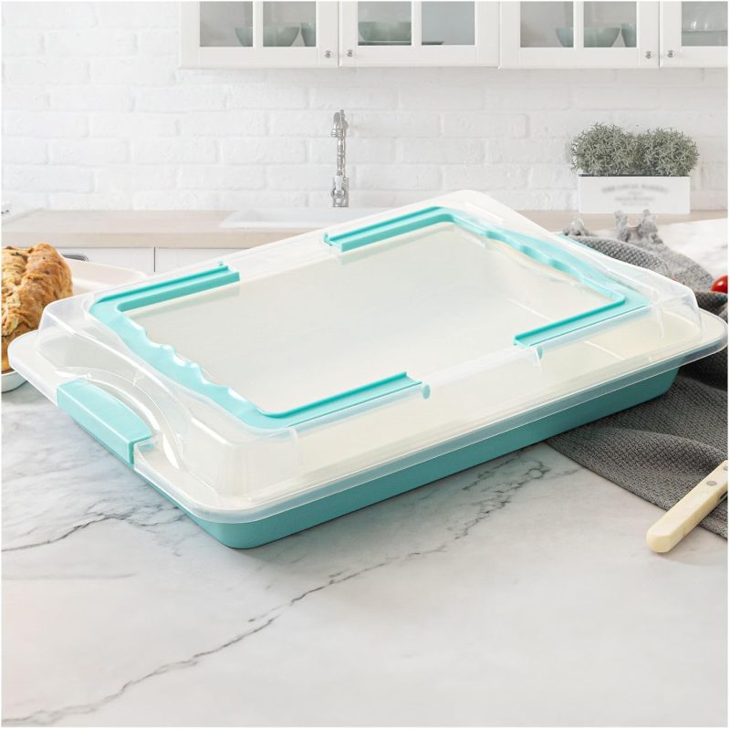 Baking Sheet Pan with Lid, 15inch*10inch Non-Stick Ceramic-Coating Sheet Cake Pan with lid, Easy to Clean, Ovan Safe Baking Tray, Ideal for Party, and Outdoor Picnics