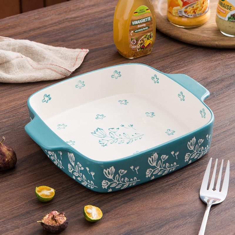 Baking Dish Ceramic Brownie Pan 9x9 Baking Pan Casserole Dish Lasagna Pan Square Rose Dish Pan Bakeware Sets - Image 2
